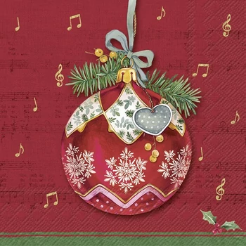 IHR CHRISTMAS BAUBLE RED papírszalvéta csomag 25x25cm